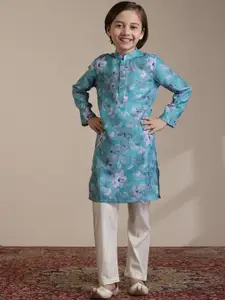 Manyavar Boys Floral Printed Regular Kurta with Pyjamas