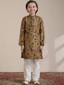 Manyavar Boys Floral Printed Regular Kurta with Pyjamas