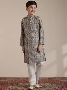 Manyavar Boys Floral Printed Regular Kurta with Pyjamas