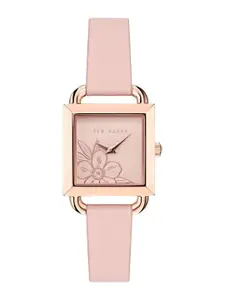 Ted Baker Women Brass Printed Dial & Leather Wrap Around Straps Analogue Watch BKPTAS403
