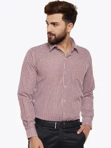 Hancock Men Slim Fit Gingham Checks Opaque Checked Formal Shirt
