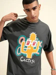 HIGHLANDER Men Graphic Printed Oversized Round Neck T-shirt