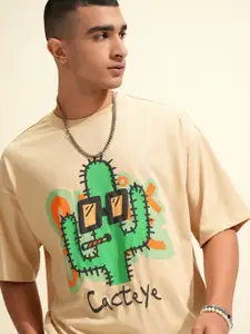 HIGHLANDER Men Graphic Printed Oversized Round Neck T-shirt