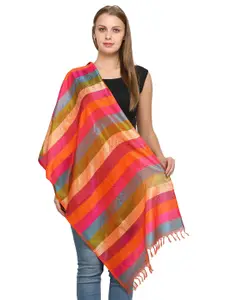 Exotic India Multicolour Pure Silk All-Over Tanchoi Weave Banarasi Handloom Scarf