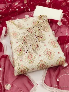 KIMISHA Ethnic Motifs Gotta Patti Printed Unstitched Dress Material