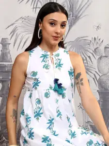 Vishudh Floral Print A-Line Midi Dress