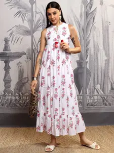 Vishudh Floral Print Maxi Midi Dress