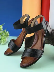 pelle albero Women Leather Backstrap Block Sandals