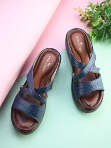 Pelle Albero Laser Cut Leather Slip-On Wedge Heel