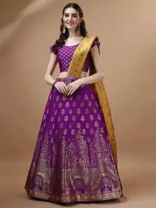 LeeliPeeri Designer Foil Print Semi-Stitched Lehenga & Unstitched Blouse With Dupatta