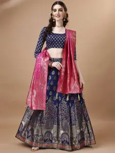 LeeliPeeri Designer Foil Print Semi-Stitched Lehenga & Unstitched Blouse With Dupatta