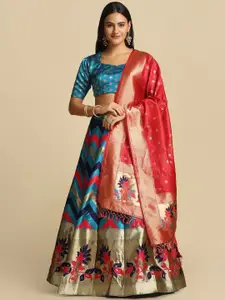 LeeliPeeri Designer Foil Print Semi-Stitched Lehenga & Unstitched Blouse With Dupatta