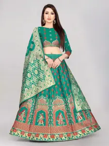 LeeliPeeri Designer Foil Print Semi-Stitched Lehenga & Unstitched Blouse With Dupatta