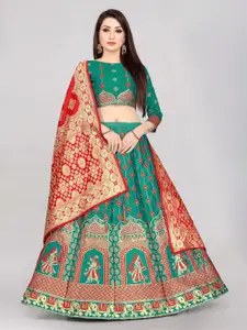 LeeliPeeri Designer Woven Design Semi-Stitched Lehenga & Unstitched Blouse With Dupatta