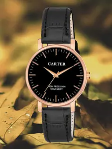 Sandy D Carter Women Embellished Dial & Leather Straps Analogue Watch SDC24-113L-BK