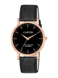 Sandy D Carter Men Dial & Leather Textured Straps Analogue Watch SDC24-113G-BK