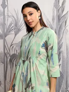 Vishudh Floral Print A-Line Midi Dress