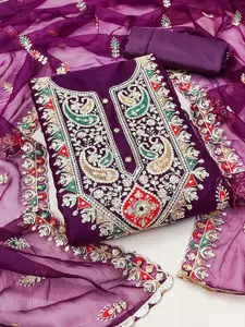 KIMISHA Embroidered Organza Unstitched Dress Material