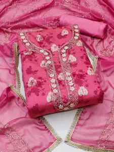 KIMISHA Floral Beads and Stones Embellished Unstitched Dress Material