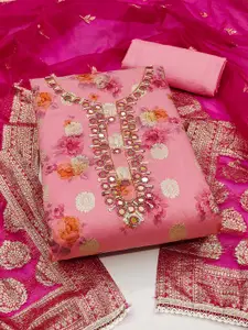 KIMISHA Ethnic Motifs Woven Design Mirror Work Unstitched Dress Material