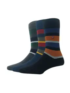 Louis Philippe Men Pack Of 3 Colourblock Calf Length Socks