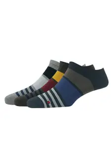 Louis Philippe Men Pack Of 3 Striped Ankle Length Socks