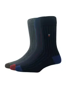 Louis Philippe Men Pack Of 3 Striped Calf Length Socks