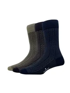 Louis Philippe Men Pack Of 3 Patterned Calf Length Socks