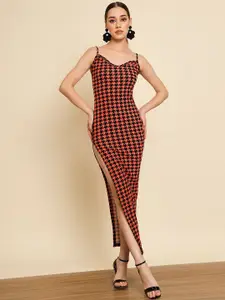 TANDUL Shoulder Straps Side Slitted Bodycon Dress