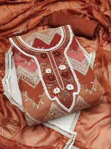 Peachmode Ethnic Motifs Embroidered Unstitched Dress Material