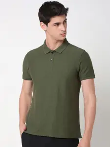 SPYKAR Men Self Design Polo Collar T-shirt
