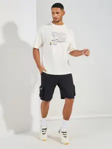 Styli Snoopy Front And Back Graphic Print Compact Jersey Oversize Tee