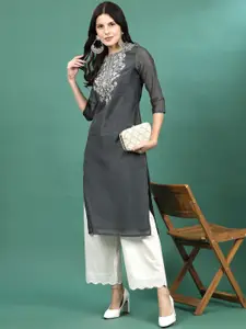 Sangria Women Embroidered Straight Kurtas
