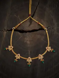 Kushal's Fashion Jewellery Embellished Bridal 92.5 Pure Silver Gold-Plated Temple Necklace