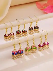 Yellow Chimes Combo Of 6 Contemporary Jhumkas Earrings