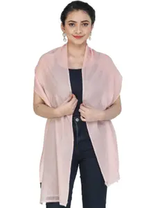 Exotic India Crystal Rose Plain Pure Cashmere Woven Scarf