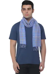 Exotic India Marina Checks Woven Pure Cashmere Wool Men's Scarf