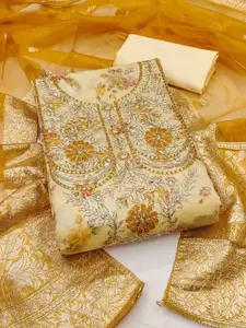 KIMISHA Floral Beads and Stones Unstitched Dress Material