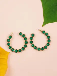 Designbox Women Embellished Circular Half Hoop Earrings