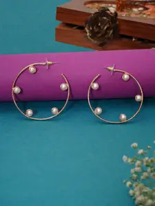 Designbox Women Circular Pearls Hoop Earrings
