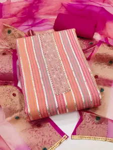 KIMISHA Striped Gotta Patti Embroidered Unstitched Dress Material