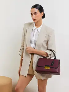 MIRAGGIO Edna Wine Satchel Handbag with Detachable & Adjustable Strap