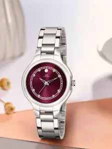 IIK COLLECTION Women Round Dial Stainless Steel Bracelet Style Straps Analogue Watch
