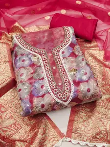 KIMISHA Hand Work Floral Printed Unstitched Dress Material