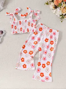 INCLUD Girls Printed Shoulder Straps Top With Trouser