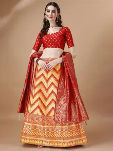 LeeliPeeri Designer Foil Print Semi-Stitched Lehenga & Unstitched Blouse With Dupatta