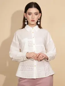 Global Republic Women Solid Classic Opaque Printed Cotton Casual Shirt