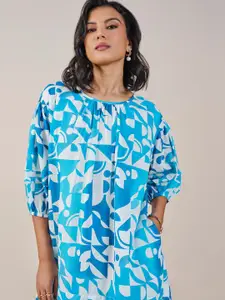 AND Women Floral Print Puff Sleeve A-Line Dress