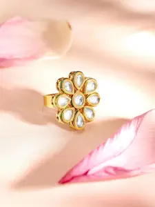 Priyaasi Gold Plated & Kundan Studded Finger Ring