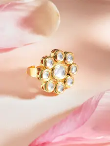 Priyaasi Gold-Plated Kundan Studded Finger Ring